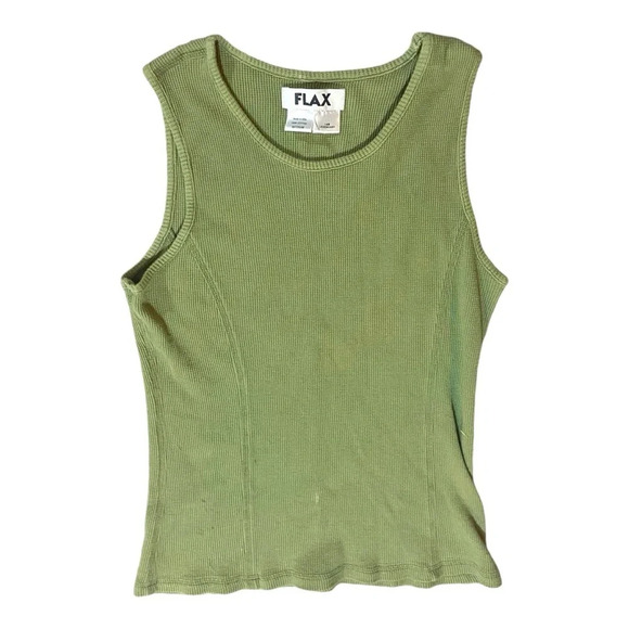 Flax Matching Shell Cardigan Set Waffle Fabric 100% Cotton Thermal Fitted Sz M - Picture 3 of 4